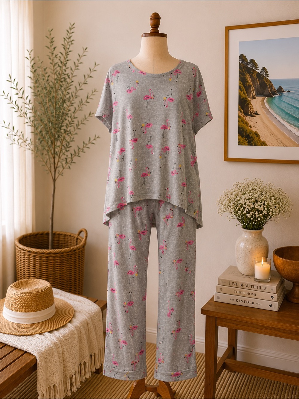 Secret Treasures Flamingo Pajama Set Size L 12 14 NWOT Lounge Sleepwear